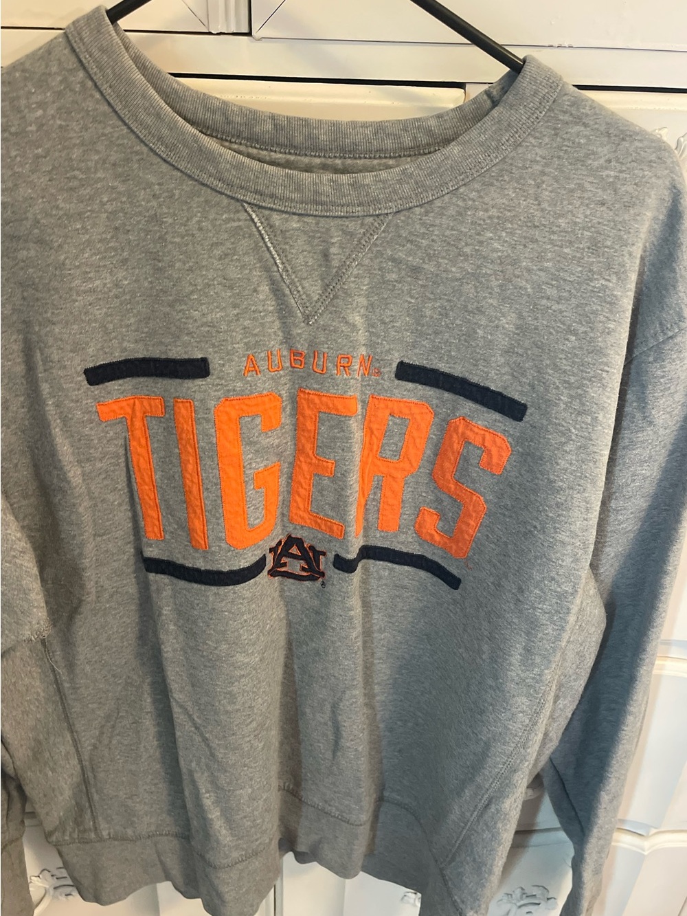 League Gray Auburn Tigers Crewneck with Orange Embroidery